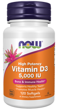 NOW Foods Vitamine D3 5000 UI 120 softgels